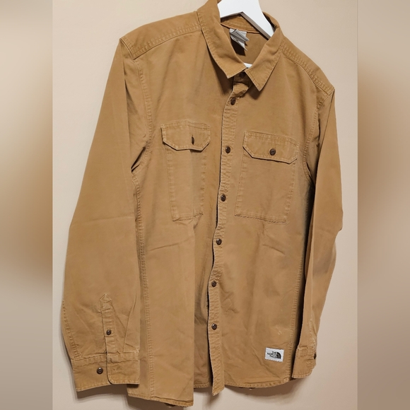 The North Face Men’s Size XL Tan Beige Battlement Long Sleeve Utility Shirt  V-G - Picture 2 of 11